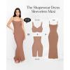 imagePopilush Summer Maxi Dress for Women  Cocktail Shapewear Dresses Builtin Bra Adjustable Straps Vacation Long SlipBrown