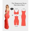 imagePopilush Summer Maxi Dress for Women  Cocktail Shapewear Dresses Builtin Bra Adjustable Straps Vacation Long SlipOrange