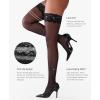 imagePopilush Thigh High Stockings Stay Up Silicone Lace Top Silk Sheer Pantyhose for WomenBlack