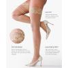 imagePopilush Thigh High Stockings Stay Up Silicone Lace Top Silk Sheer Pantyhose for WomenNude