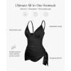 imagePopilush Tummy Control Swimsuits for Women One Piece Ruched Shapewear Swim Dress Split Bathing SuitBlack