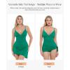 imagePopilush Tummy Control Swimsuits for Women One Piece Ruched Shapewear Swim Dress Split Bathing SuitGreen