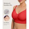 imagePopilush Wireless Bras for Women Comfort Bralettes Support Push Up Full Coverage Soft Seamless Bra Everyday Bras LightlyRed
