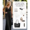 imagePopilush Women Formal Wedding Guest Dress  Shapewear Bridesmaid Dresses Builtin Bra Floor Length Prom Dress with TieBlack