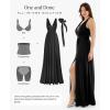 imagePopilush Women Formal Wedding Guest Dress  Shapewear Bridesmaid Dresses Builtin Bra Floor Length Prom Dress with TieBlack