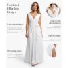 imagePopilush Women Formal Wedding Guest Dress  Shapewear Bridesmaid Dresses Builtin Bra Floor Length Prom Dress with TieWhite