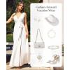 imagePopilush Women Formal Wedding Guest Dress  Shapewear Bridesmaid Dresses Builtin Bra Floor Length Prom Dress with TieWhite