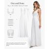 imagePopilush Women Formal Wedding Guest Dress  Shapewear Bridesmaid Dresses Builtin Bra Floor Length Prom Dress with TieWhite