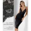 imagePopilush Women Lace Shapewear Midi Dress 2025 V neck Bodycon Corset Cocktail Party Date Night DressesBlack