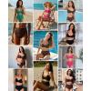 imagePopilush Womens High Waisted Bikini Bottom Tummy Control Ruched Bathing Suit Vintage Swim BottomsPink