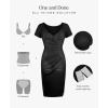 imagePopilush Womens Shapewear Midi Dress Ruched Bodycon Pencil Dresses Built in Bra Work Wedding Guest CocktailBlack