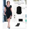 imagePopilush Womens Shapewear Midi Dress Ruched Bodycon Pencil Dresses Built in Bra Work Wedding Guest CocktailBlack
