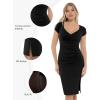 imagePopilush Womens Shapewear Midi Dress Ruched Bodycon Pencil Dresses Built in Bra Work Wedding Guest CocktailBlack