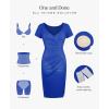 imagePopilush Womens Shapewear Midi Dress Ruched Bodycon Pencil Dresses Built in Bra Work Wedding Guest CocktailBlue