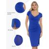 imagePopilush Womens Shapewear Midi Dress Ruched Bodycon Pencil Dresses Built in Bra Work Wedding Guest CocktailBlue