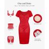 imagePopilush Womens Shapewear Midi Dress Ruched Bodycon Pencil Dresses Built in Bra Work Wedding Guest CocktailRed