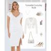 imagePopilush Womens Shapewear Midi Dress Ruched Bodycon Pencil Dresses Built in Bra Work Wedding Guest CocktailWhite