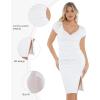 imagePopilush Womens Shapewear Midi Dress Ruched Bodycon Pencil Dresses Built in Bra Work Wedding Guest CocktailWhite