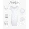 imagePopilush Womens Shapewear Midi Dress Ruched Bodycon Pencil Dresses Built in Bra Work Wedding Guest CocktailWhite