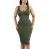 imagePopilush Bodycon Dresses for Women  Summer Causal Shapewear Midi Dress Sleeveless V Neck Party SundressesGreen