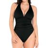 imagePopilush Bodysuits for Women Tummy Control Halter Tops V Neck Ruched Shapewear Body Suits Concert OutfitsBlack