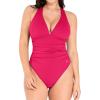 imagePopilush Bodysuits for Women Tummy Control Halter Tops V Neck Ruched Shapewear Body Suits Concert OutfitsPink