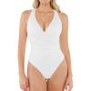 imagePopilush Bodysuits for Women Tummy Control Halter Tops V Neck Ruched Shapewear Body Suits Concert OutfitsWhite
