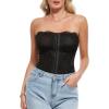 imagePopilush Corset Tops for Women  Lace Spaghetti Strap Going Out Bustier with Buckle Waist Shaper Summer SplashBlack