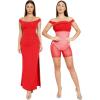 imagePopilush Formal Shapewear Dress Off Shoulder Maxi Dress with Built in Shapewear Summer Dress for Women 2024Red Off Shoulder Dress