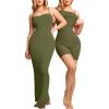 imagePopilush Summer Maxi Dress for Women  Cocktail Shapewear Dresses Builtin Bra Adjustable Straps Vacation Long SlipGreen