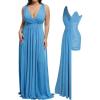 imagePopilush Women Formal Wedding Guest Dress  Shapewear Bridesmaid Dresses Builtin Bra Floor Length Prom Dress with TieBlue