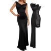 imagePopilush Women Shapewear Maxi Dress  Sleeveless Long Formal Cocktail Party Elegant Bodycon Dresses Builtin BraBlack