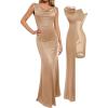 imagePopilush Women Shapewear Maxi Dress  Sleeveless Long Formal Cocktail Party Elegant Bodycon Dresses Builtin BraChampagne