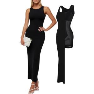 imagePopilush Tank Dress For Women  Long Sleeveless Maxi Dress With Zipper  Formal Wedding Guest DressesBlack