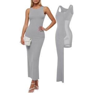 imagePopilush Tank Dress For Women  Long Sleeveless Maxi Dress With Zipper  Formal Wedding Guest DressesGrey