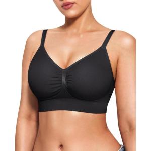 imagePopilush Wireless Bras for Women Comfort Bralettes Support Push Up Full Coverage Soft Seamless Bra Everyday Bras LightlyBlack