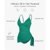 imagePopilush One Piece Swim Dress Tummy Control Swimsuits for Women Ruched Shapewear Split Bathing SuitGreen