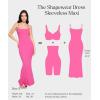 imagePopilush Summer Black Maxi Dress Bodycon Ribbed Cocktail Spaghetti Strap Shapewear Dresses Party LongPink