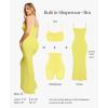 imagePopilush Summer Black Maxi Dress Bodycon Ribbed Cocktail Spaghetti Strap Shapewear Dresses Party LongYellow