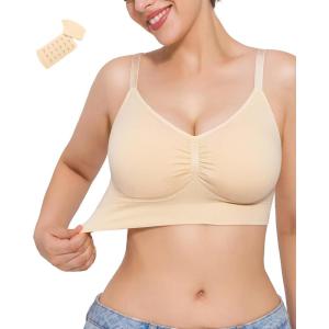 imageWireless Bras for Women  Seamless Comfortable Sleep Bralette No Underwire  Wirefree Brassiere with Extra Extenders 3 HooksNude