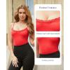imagePopilush Lace Body Suits Women  Spaghetti Strap Tank Top Square Neck Camisole Cute Going Out Tops Bodysuit Concert OutfitsRed