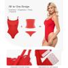 imagePopilush Lace Body Suits Women  Spaghetti Strap Tank Top Square Neck Camisole Cute Going Out Tops Bodysuit Concert OutfitsRed