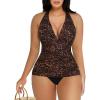 imagePopilush One Piece Swimsuit Women Tummy Cnotrol Halter V Neck Shapewear Swimsuits Bathing Suit Slimming SwimwearLeopard