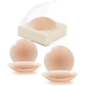 imagePopilush Nipple Covers for Women  Sticky Bra 2 Pairs  Reusable Silicone Nipple Pasties Waterproof with Travel CaseCaramel