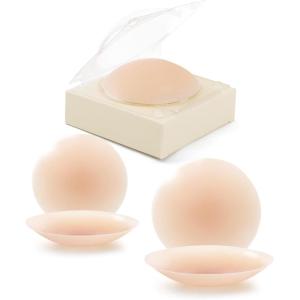 imagePopilush Nipple Covers for Women  Sticky Bra 2 Pairs  Reusable Silicone Nipple Pasties Waterproof with Travel CaseCrme