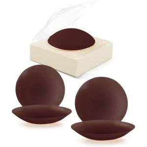 imagePopilush Nipple Covers for Women  Sticky Bra 2 Pairs  Reusable Silicone Nipple Pasties Waterproof with Travel CaseEspresso