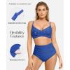 imagePopilush Bikini Top for Women  Twist Front V Neck Push Up Padded Swim Top with Adjustable Straps  Bathing Suit TopBlue