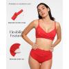 imagePopilush Bikini Top for Women  Twist Front V Neck Push Up Padded Swim Top with Adjustable Straps  Bathing Suit TopRed