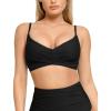 imagePopilush Bikini Top for Women  Twist Front V Neck Push Up Padded Swim Top with Adjustable Straps  Bathing Suit TopBlack