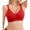 imagePopilush Seamless Bras for Women Wireless Push Up Bra Full Coverage Comfortable Bralettes with Wide StrapRed